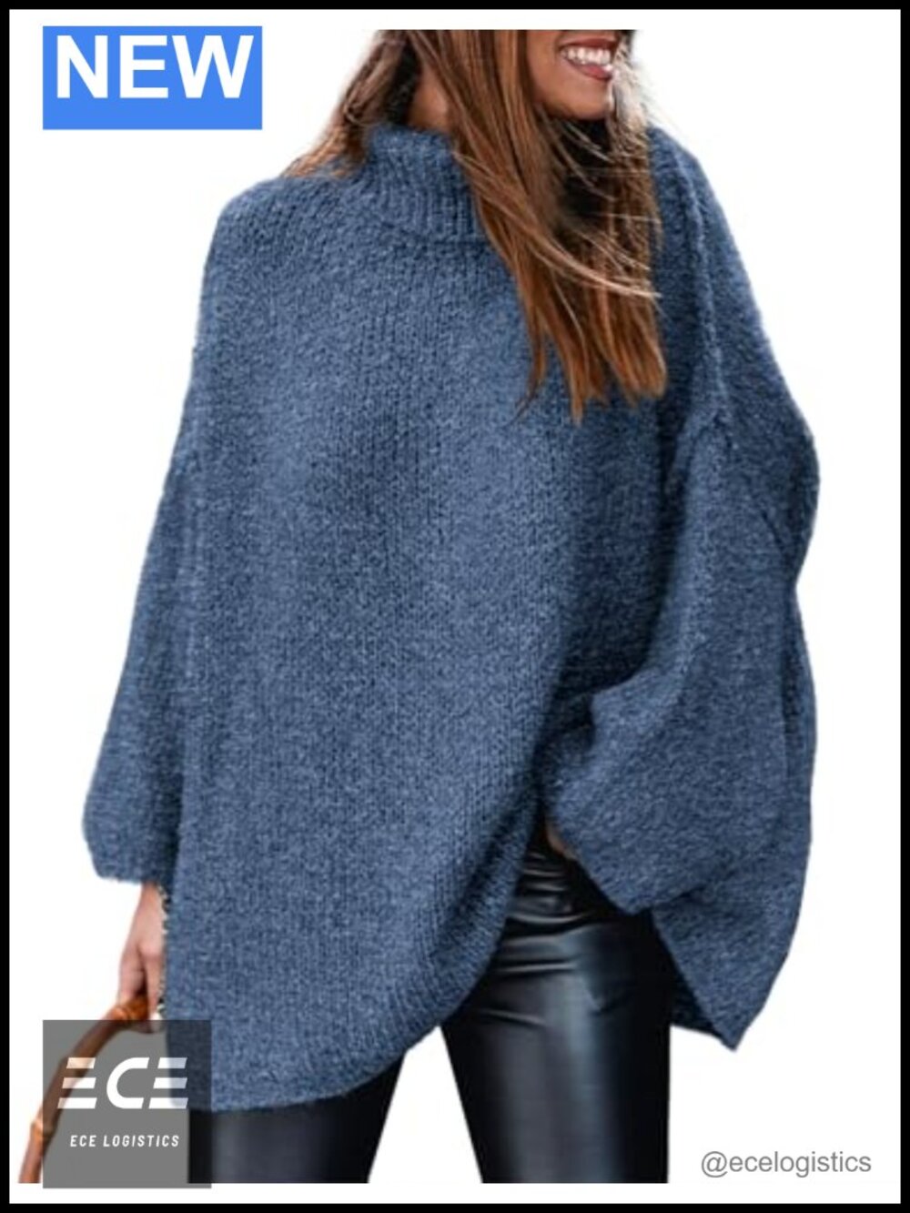 Turtleneck Long Sleeve Chunky Knit Pullover Sweater